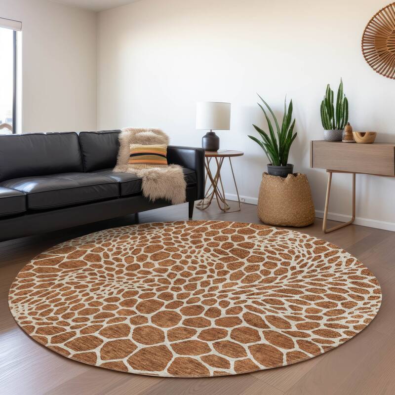 Premium Washable Super Soft Contempory Prints Mayfield Rug - Paprika - 8' x 8'