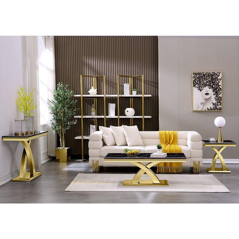 Modern Coffee Table 48‘’ Rectangular Coffee Table with X Base Pedestal Coffee Tables for Living Room