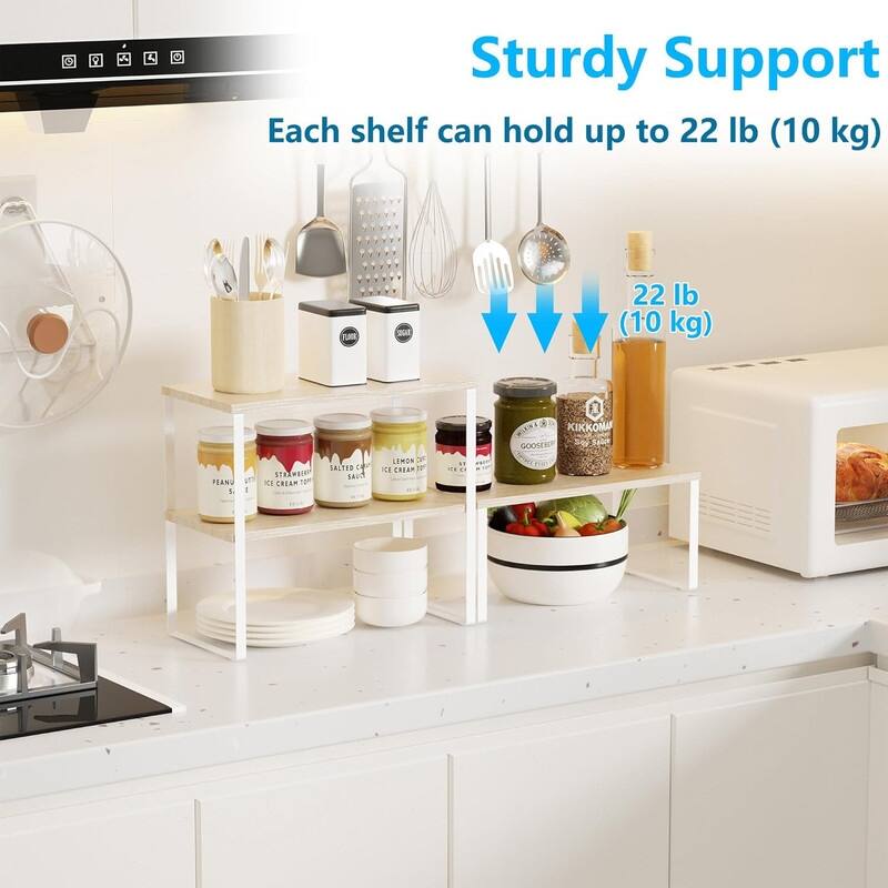 Countertop Organizer Corner Shelf, 2 Tier Adjustable