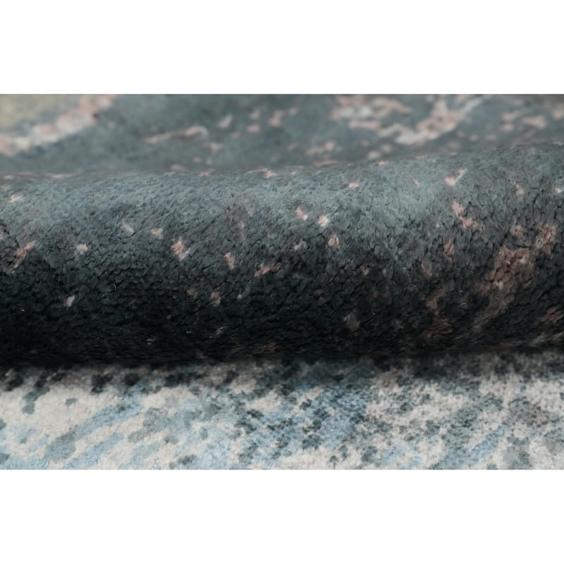 Hand Knotted Oriental Viscose Silk Carpet Modern Abstract Multi-Colored Abstract Area Rug - 9' 8'' X 8' 0''