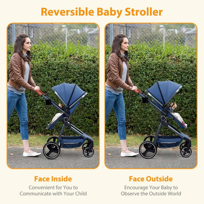 Foldable Baby Stroller with Adjustable Canopy