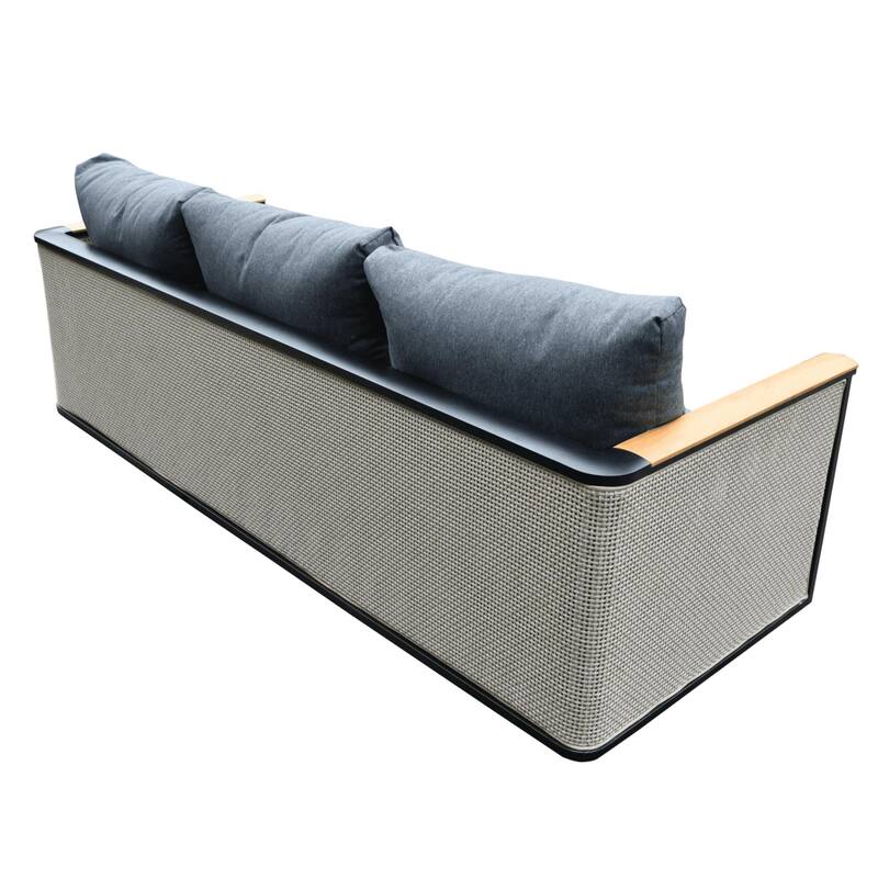 Arvin 4-Piece Outdoor Patio Conversation Set in Aluminum with Olefin Fabric Cushions Sintered Stone Rectangular Coffee Table