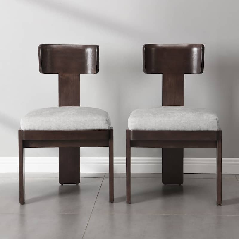 Roomfitters Upholstered Dining Side Chair Set of 2, Fabric Seating with Light Brown Rubber Wood Legs