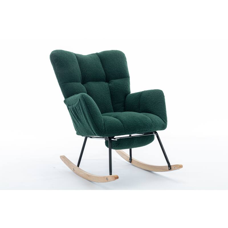 Teddy Fabric Rocking Chair - Green
