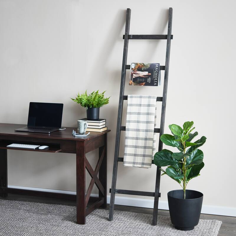 Decorative Fir Wood Ladder with 6 Rungs