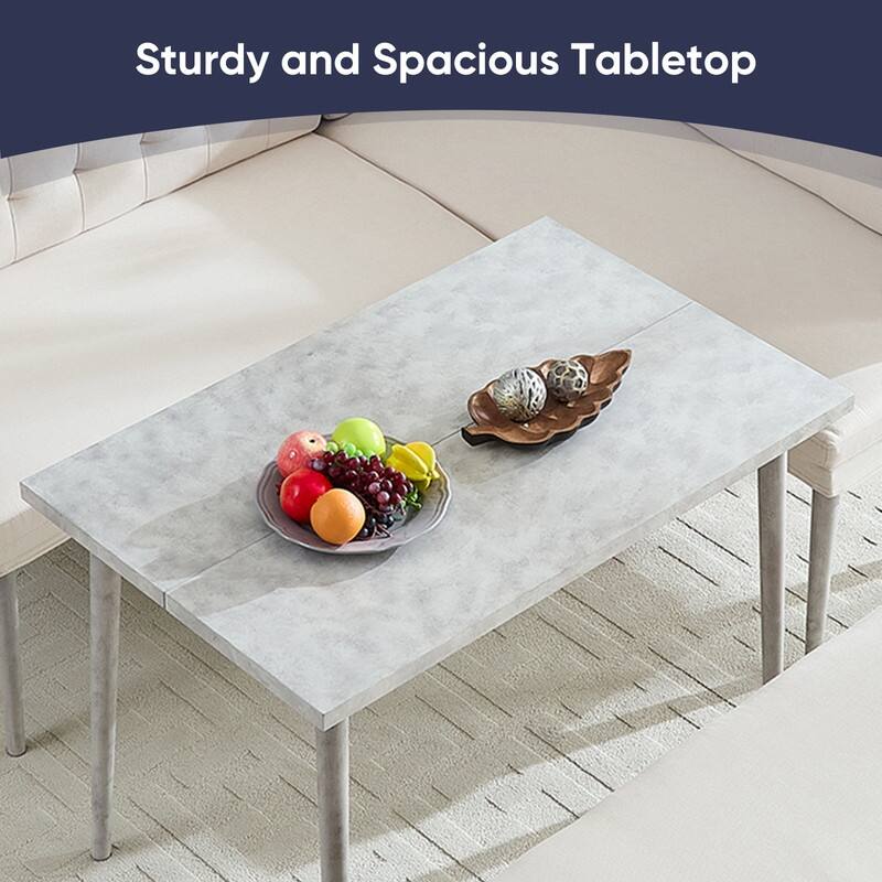 Mixoy 3 Pieces Dining Table Set, Rectangular Table with Upholstered L-Shaped Sofa Chairs Set