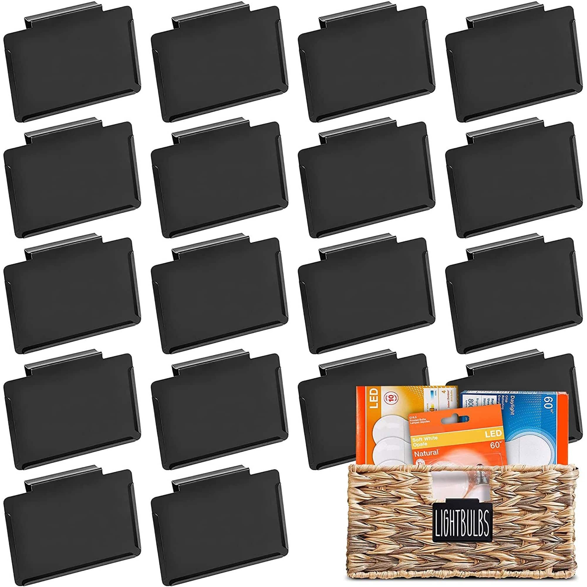 18 Pcs Black Label Holders, Clip On Labels for Storage Bins & Basket ...