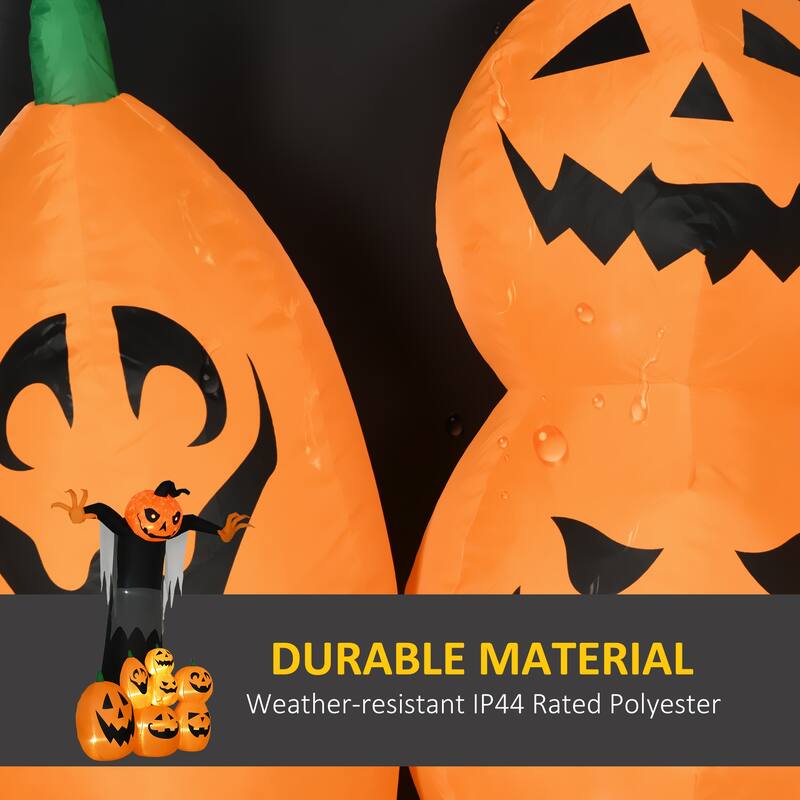 HOMCOM 9ft Halloween Inflatables, Pumpkin Ghost with Pumpkin Patch, Outdoor Giant Blow Up Yard Decoration with Build-in LED