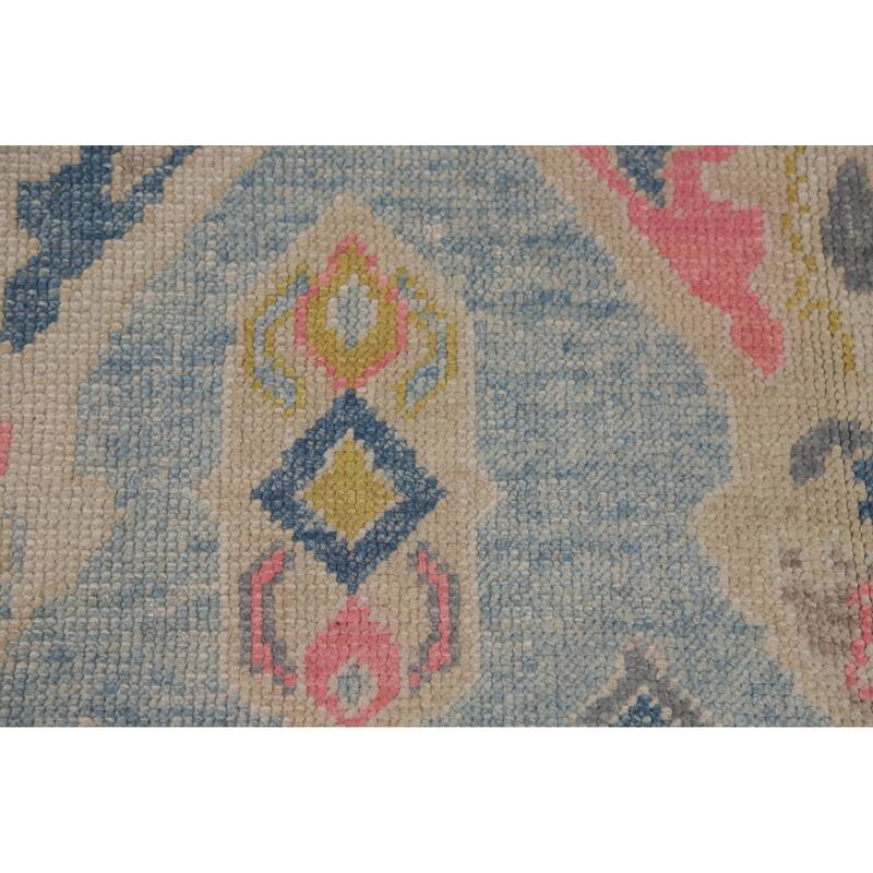 Hand Knotted Oriental 100% Wool Carpet Transitional All-Over Navy Blue & Blues Oushak Area Rug - 12' 11'' X 9' 5''