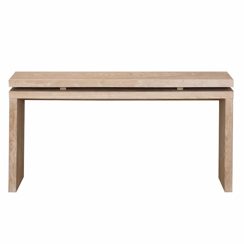 60'' Farmhouse Console Table - Retro Wooden Entryway Table with Double Board Suspension Design