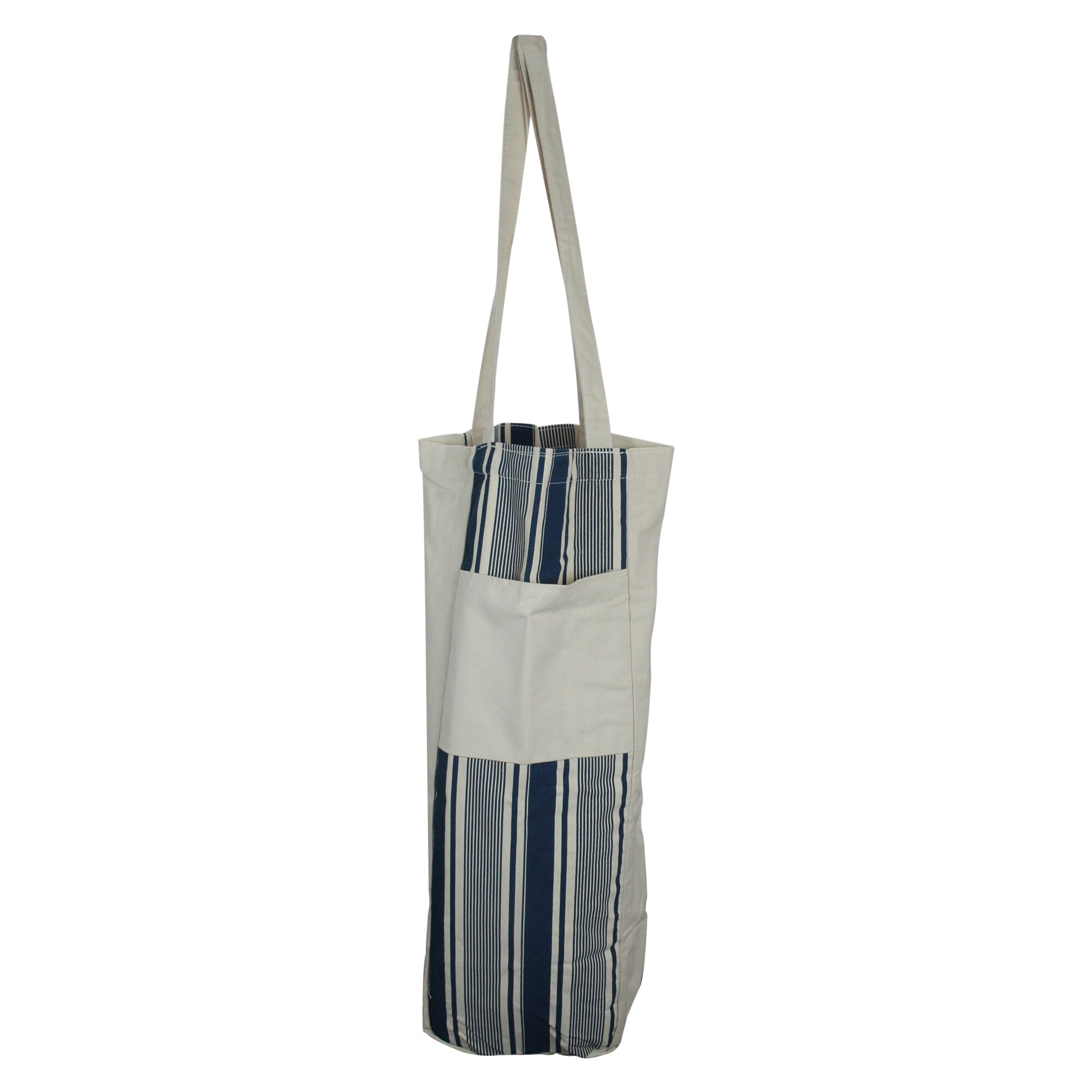 blue and white striped bag