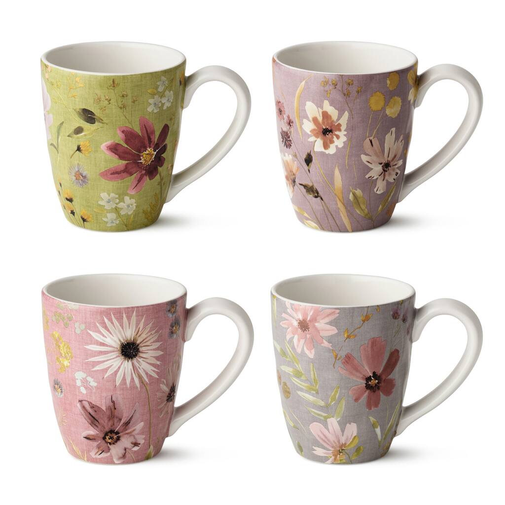 Certified International Wildflowers 16 oz. Mugs, Set of 4 Assorted Designs