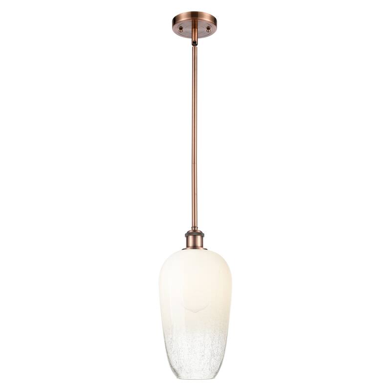 Innovations Lighting Endless Possibilities Ballston - Brookhaven Flute - 1 Light 7" Stem Hung Mini Pendant - Antique Copper/Opal