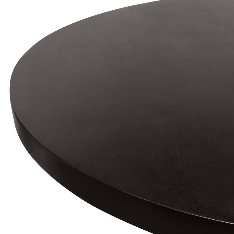 Reny Dining Table, 54 Inch, Round Black Acacia Wood Top, Iron Pedestal