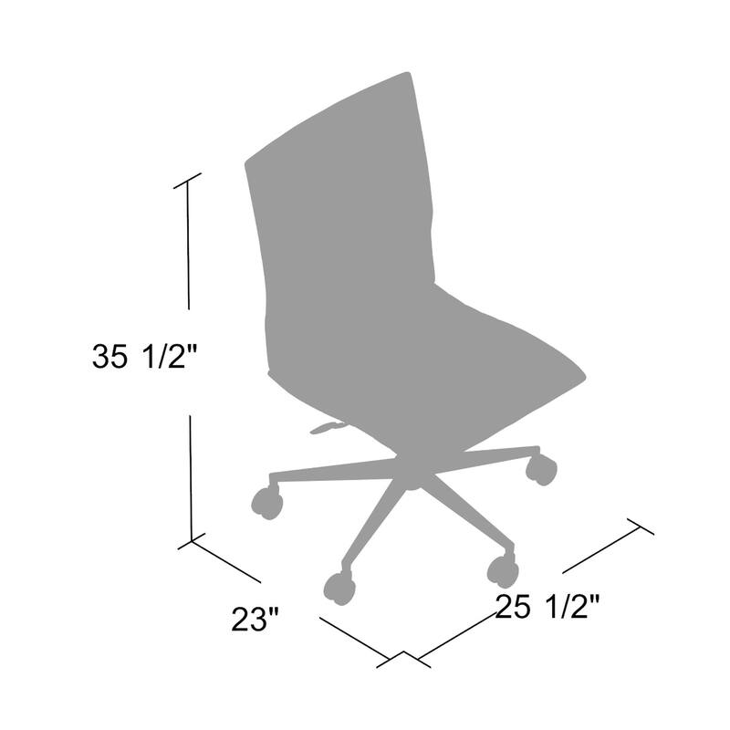 Haily Rolling Armless Commercial Grade Chair with Chrome Base, Black Vinyl