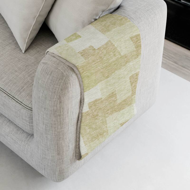 Premium Machine Washable Modern Blocks Sherpa Throw Blanket - Beige - 4'2" x 5'10"