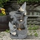 preview thumbnail 2 of 6, Grey Resin Gnomes Rock Bowl Outdoor Water Fountain with Lights