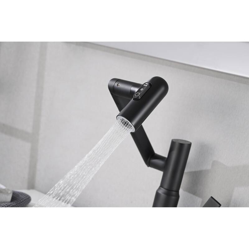 Single Handle 360° Swivel Bathroom Sink Faucet with Spray Function and Temperature Display, Anti Corrosion and Anti Rust
