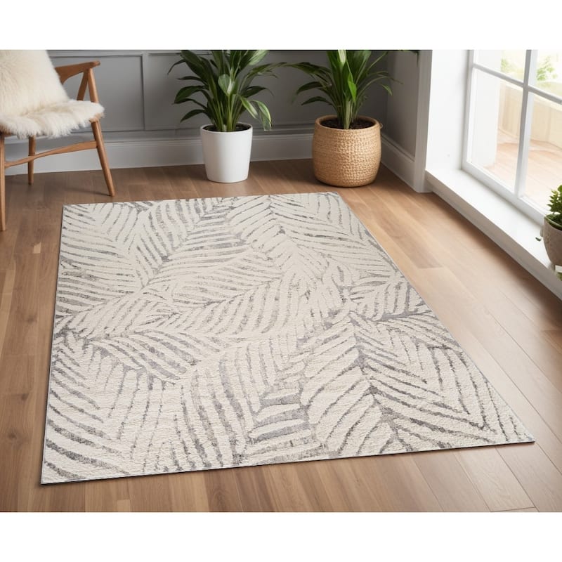 Biwul Stain Resistant Woven Durable Area Rug By HomeRoots - 72' X '48' X '0.7 - Gray and Cream - Rectangle
