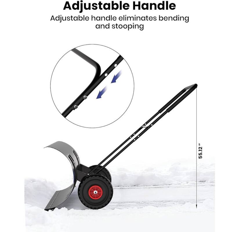 Heavy Duty U-Shaped Rod 29-Inch Steel Snow Shovel Plow for Driveways, Sidewalks, Yards