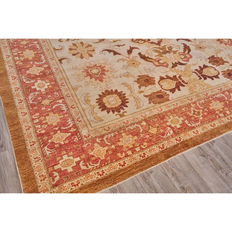 EXQUISITE RUGS ONE-OF-A-KIND Antique Weave Ziegler Hand Knotted Light Beige Rug - 12'1"x17'7"