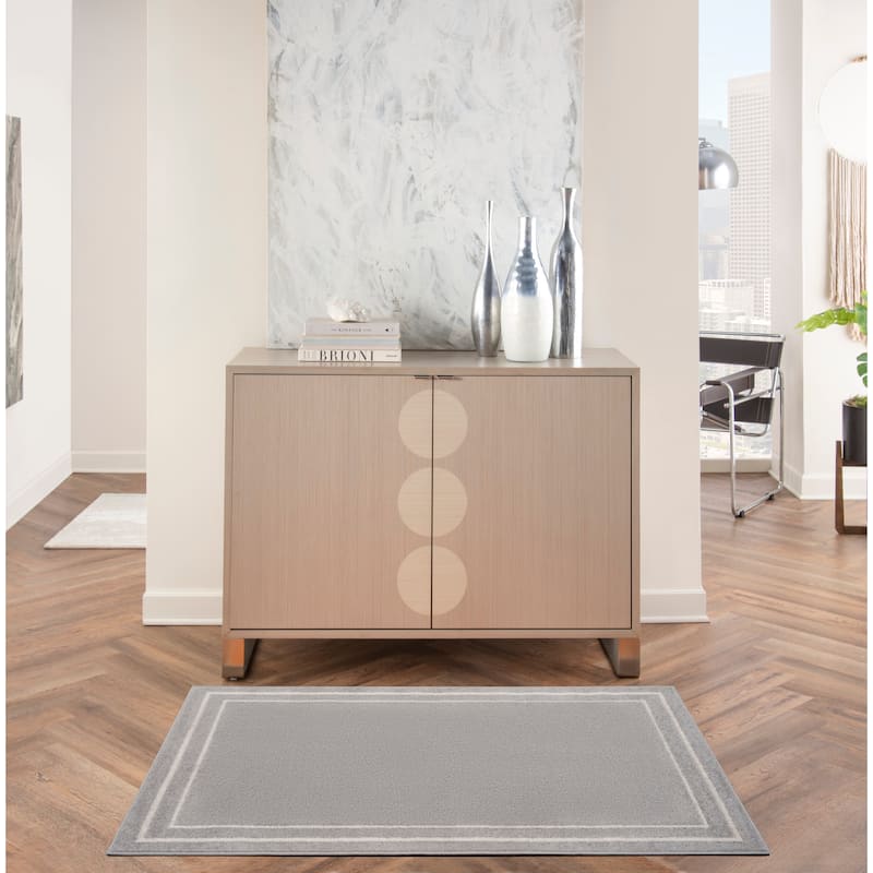 Nourison Essentials Indoor/Outdoor Solid Area Rug - 2' x 4' - Grey/Ivory