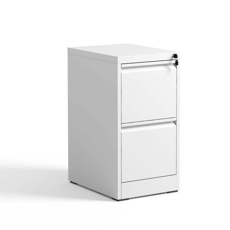 Modern Filing Cabinet, Vertical Filing Cabinet with Full-extension Drawers and Locks, for Home Offices, White