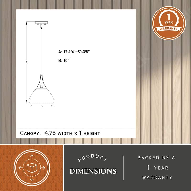 Dayna 1L White and Brass Contemporary Pendant Light with Metal Shade - 10-in W x 11.5-in H x 10-in D