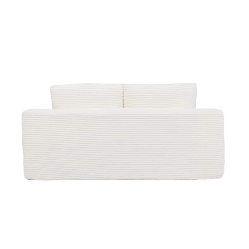 Floor Corduroy Deep Seat Loveseat Sofa with Folding Mattress Convertible Sleeper Sofa Bed with Reversible Cushion and Pillows