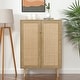 preview thumbnail 1 of 19, Anmytek Modern 2-Door Rattan Buffet Sideboard Kitchen Storage Cabinet for Living Room Rustic Oak