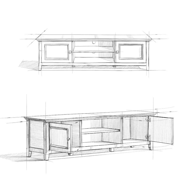 WYNDENHALL Halifax SOLID WOOD 72 inch Wide Transitional TV Media Stand in Hickory Brown For TVs up to 80 inches