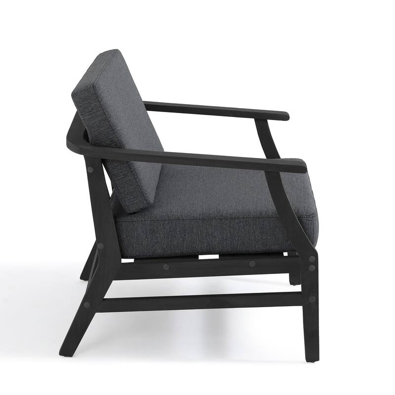 Outdoor Teak Wood Club Chairs with Cushions (Set of 2)