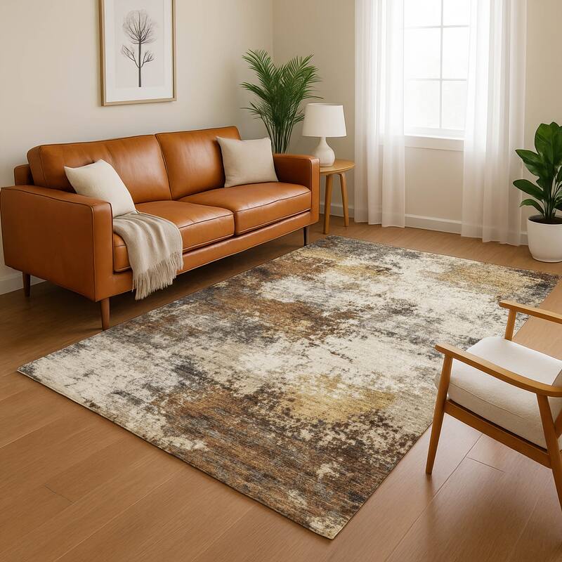 Premium Washable Super Soft Abstract Casual Mayfield Rug - Brown - 9' x 12'