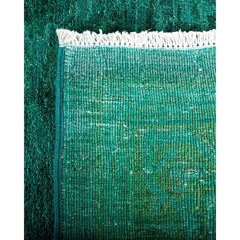 Overton Hand Knotted Wool Vintage Inspired Modern Contemporary Overdyed Blue Area Rug - 12' 4" x 18' 3"