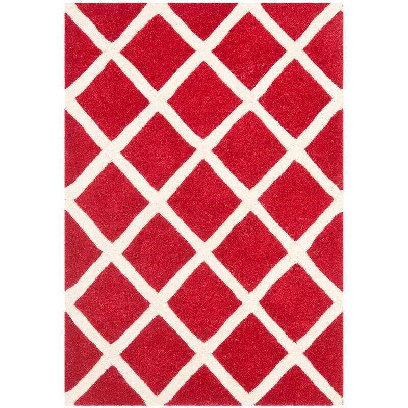 SAFAVIEH Handmade Chatham Retha Modern Moroccan Wool Rug - 2' x 3' - Red/Ivory - Rectangle