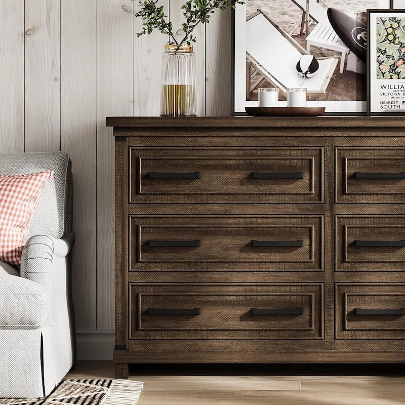 Farmhouse 6/8 Drawer Dresser for Bedroom, Rustic Wood Chest of Drawers