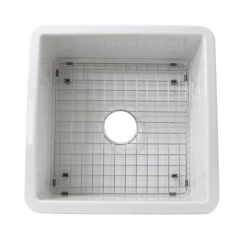 Highpoint Collection 16 Inch Square Fine Fireclay Kitchen Prep or Bar Sink - 18 x 18 x8.5 inches