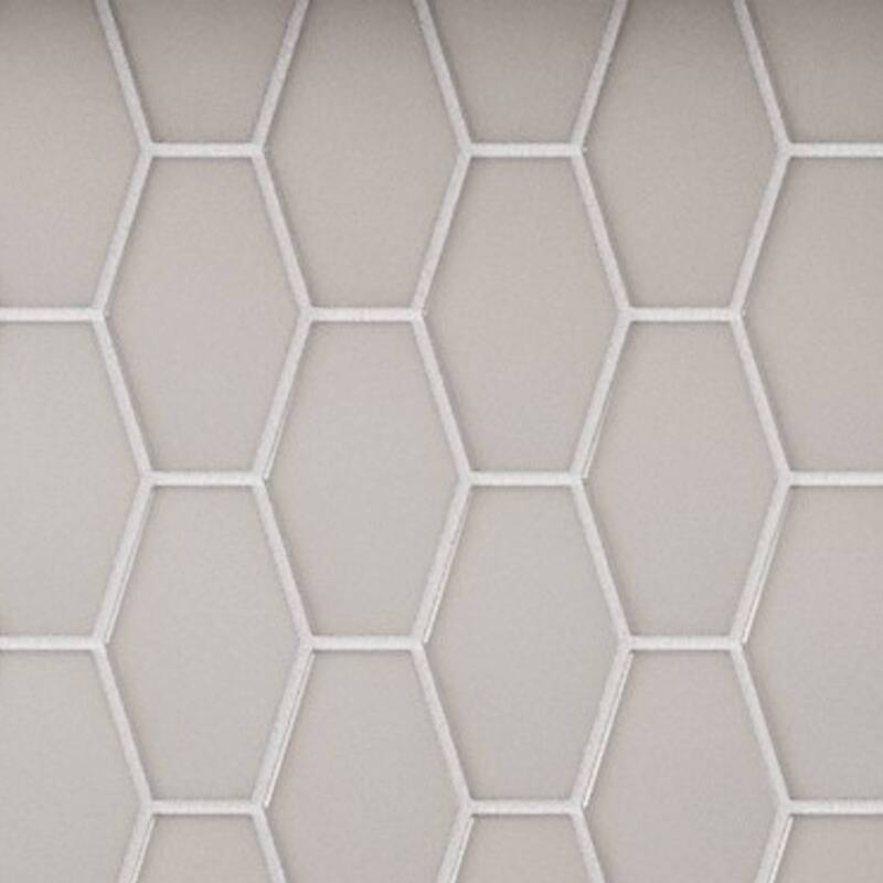 Long Hex 11 in. x 11 in. Glass Mesh-Mounted Mosaic Tile - Marsh Matte Glass - 11 in. x 11 in.