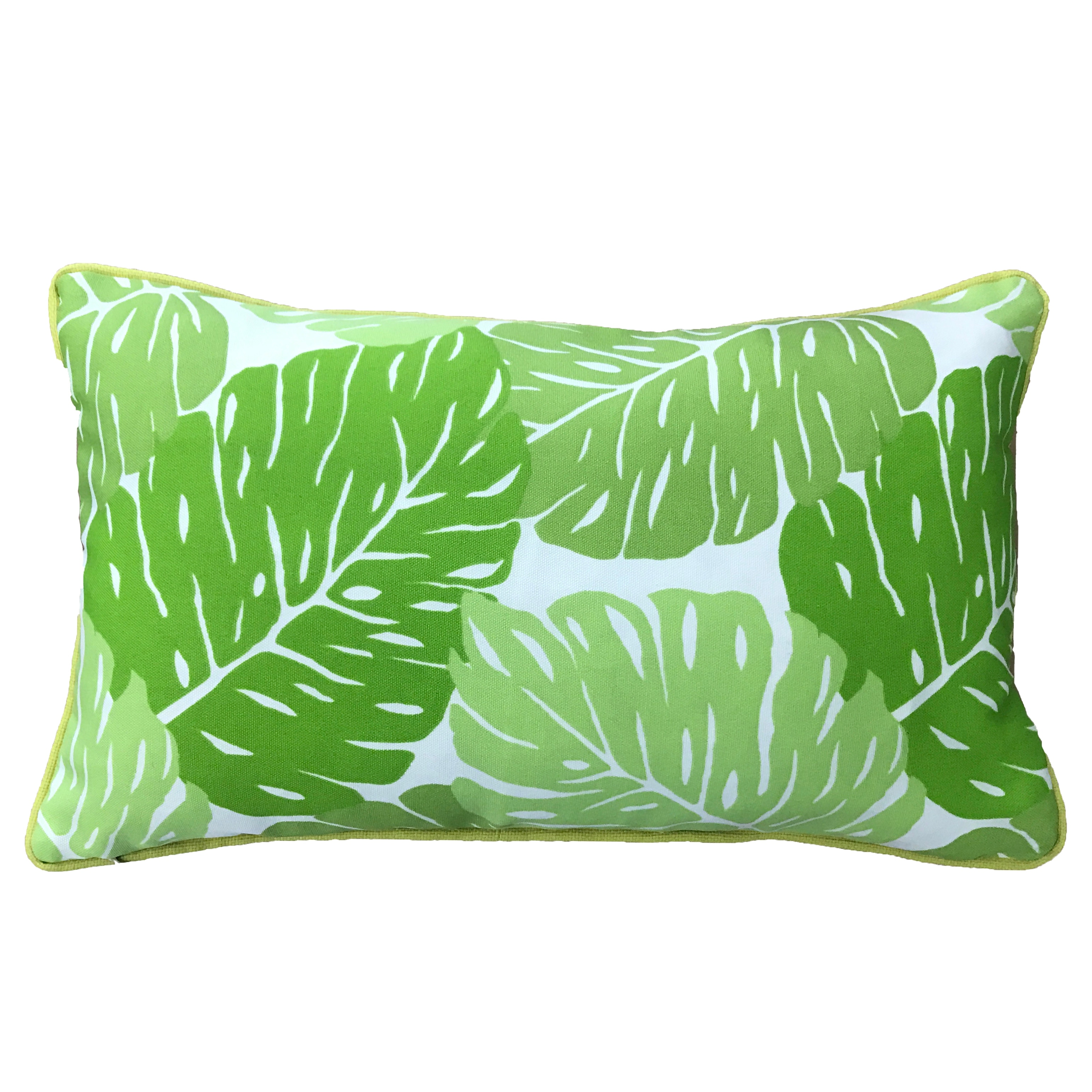 Jiti Outdoor Waterproof Graphic Leaves Green Lime Patterned Rectangle Lumbar Pillows Cushions for Pool Patio Chair 12 x 20 Bed Bath Beyond 35763960