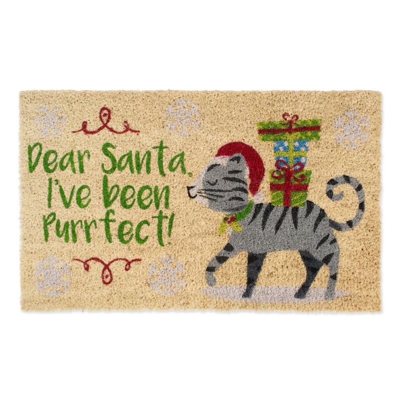 Beige and Gray Christmas Rectangular Doormat 18" x 30"