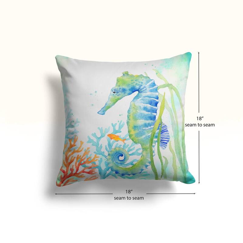 Laural Home Seahorse and Coral Indoor Decorative Pillow
