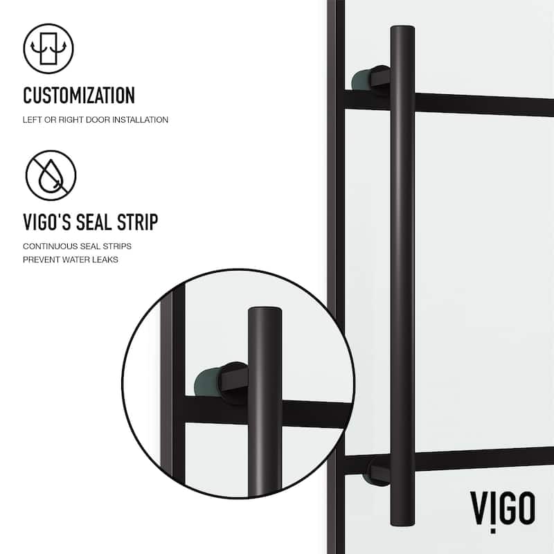 Vigo VG6041GCL7274 Elan 68" to 72" W x 74" H Sliding Frameless Shower