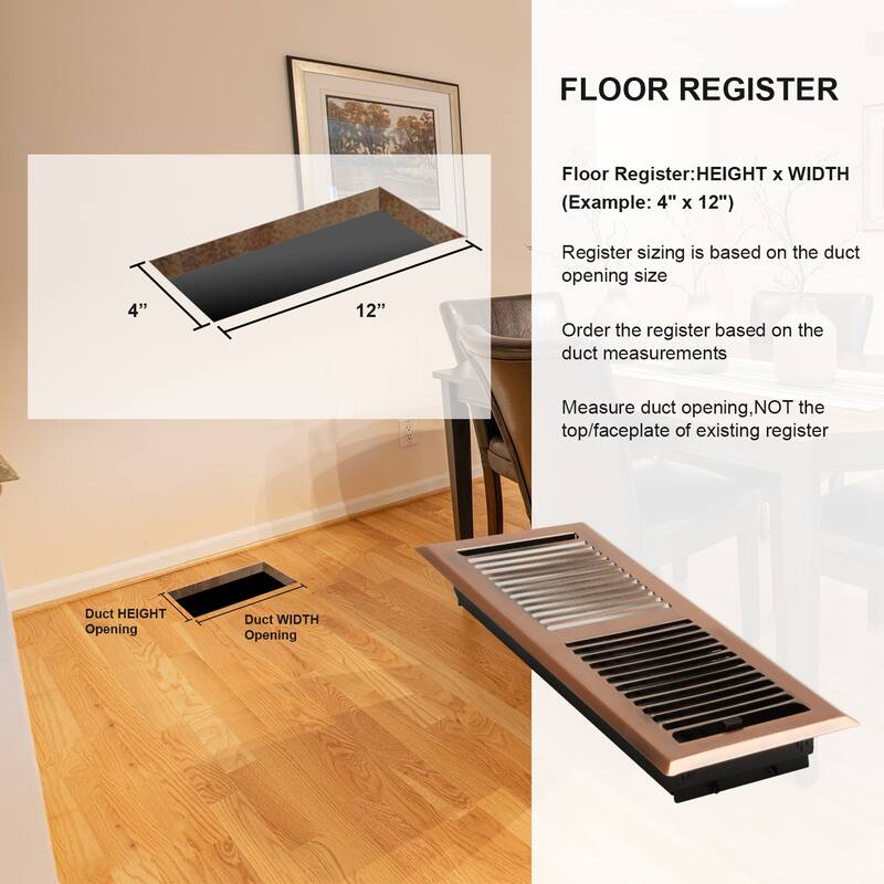 Akicon Stripe Design 4"x12" Floor Register with Trap Net