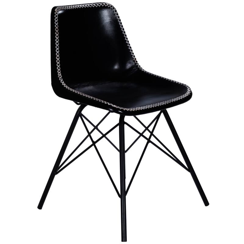 Faux Leather Side Chair with Sturdy Metal Frame for Living Room Bedroom Office - 18-Inches - Black