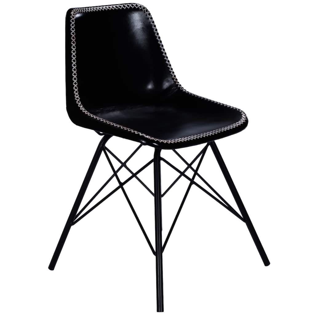 Faux Leather Side Chair with Sturdy Metal Frame for Living Room Bedroom Office