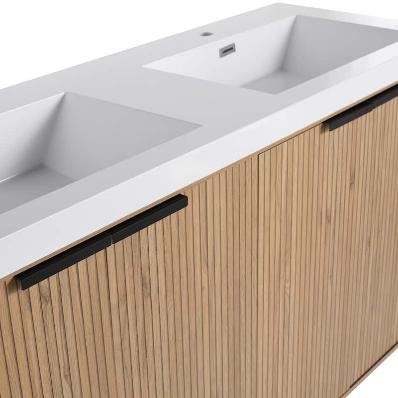 Freestanding Bathroom Vanity with Double Resin Sink