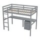 preview thumbnail 35 of 38, Twin Loft Wood Bed with Under-bed, Built-in Desk, a Storage Cabinet of 2 Drawers, Guardrails, Ladder