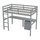preview thumbnail 35 of 38, Twin Loft Wood Bed.Under-bed Built-in Desk and Storage Cabinet,Classic Wooden Bed Down Table