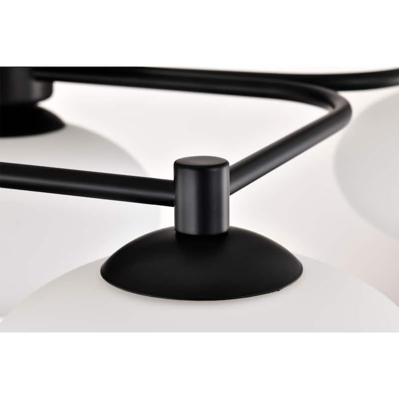 Camris 5-Light Matte Black Chandelier Frosted Glass Shades
