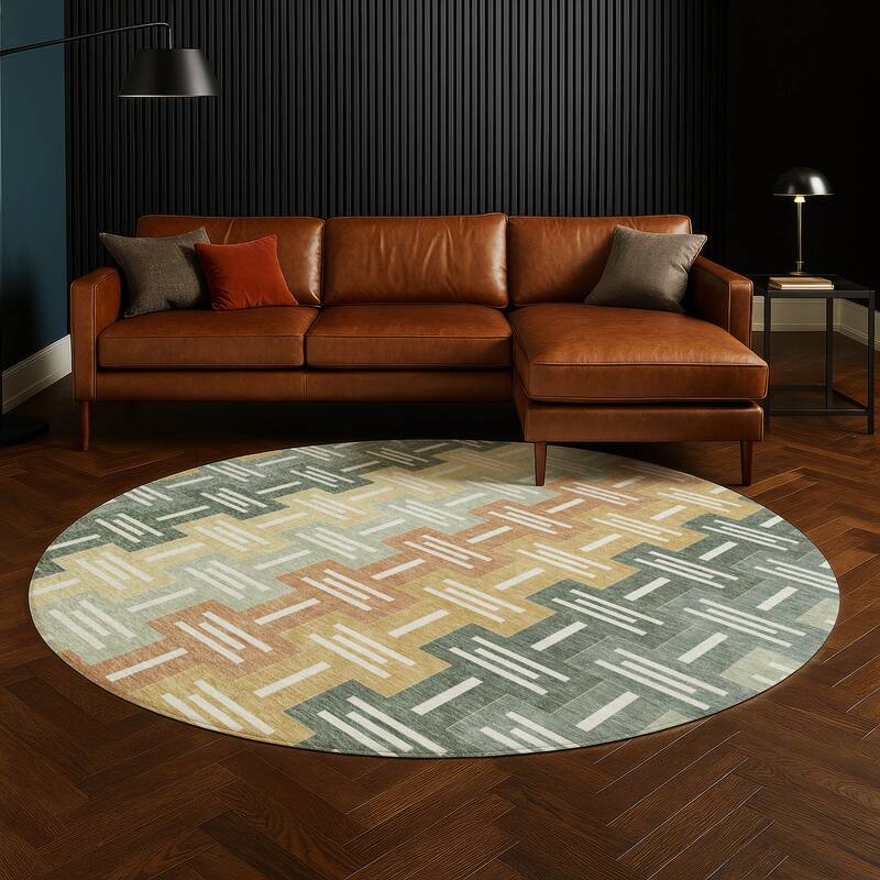 Machine Washable Indoor/ Outdoor Modern Wamego Chantille Rug